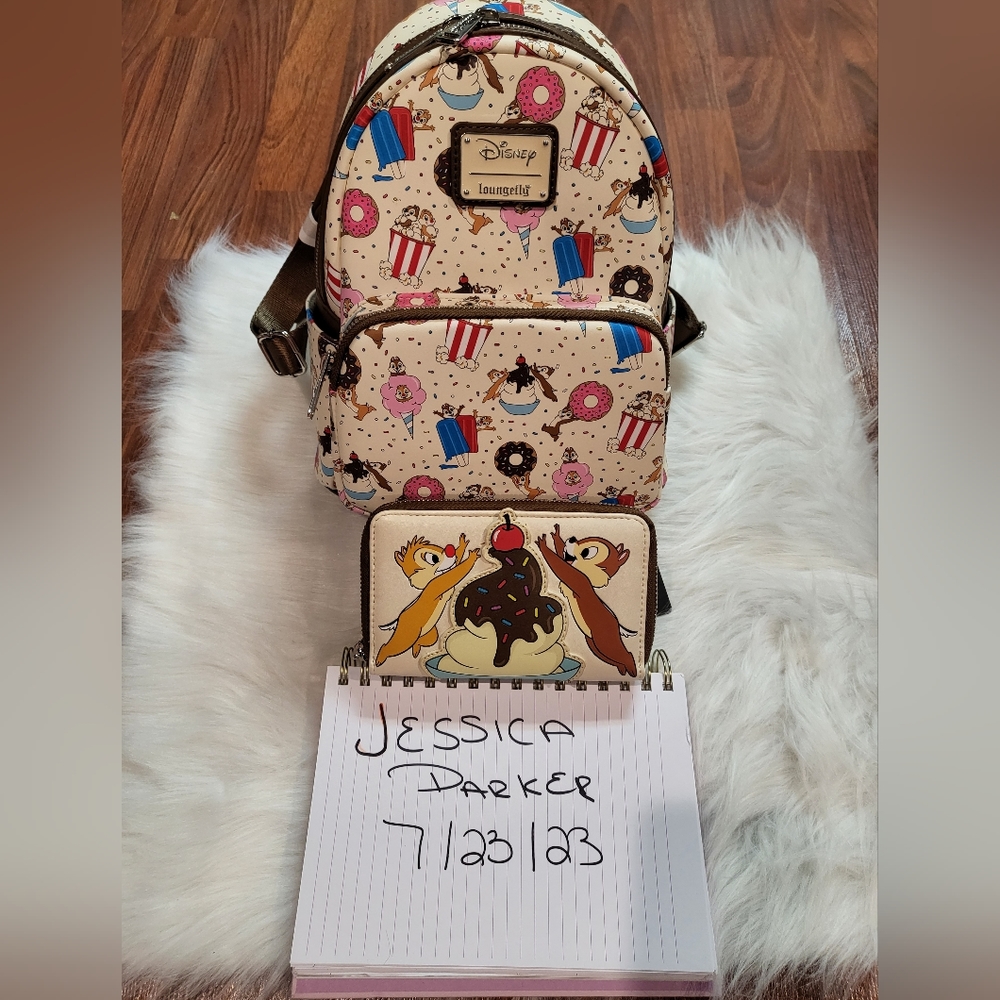 BNWT CHIP N DALE LOUNGEFLY BACKPACK SET WALLET SWEET TREATS